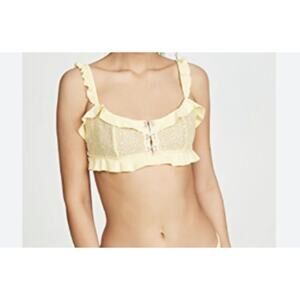 NWT Love Lemons Yellow Ruffle Swimsuit Bikini Top Large